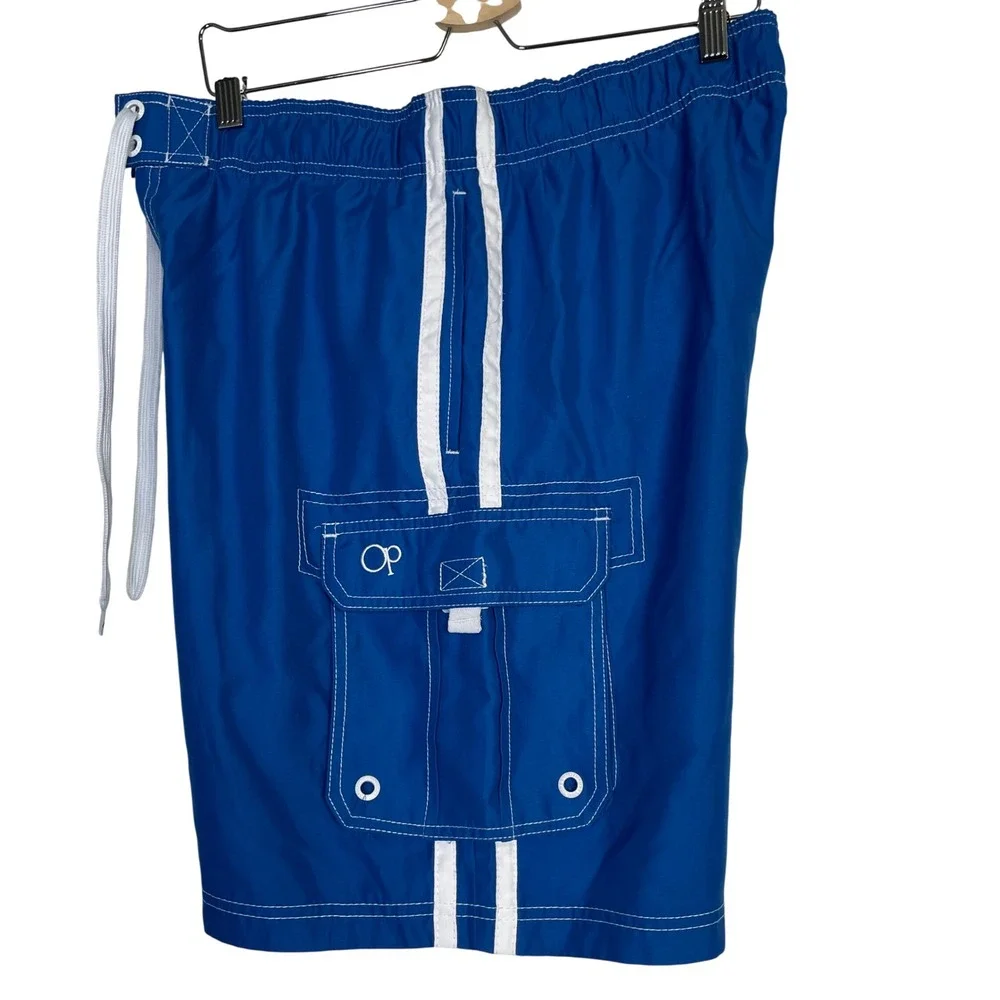 Ocean Pacific Mens Ultra Blue‎ Cargo Swim Trunks Board Shorts L 36-38 OM15105Y